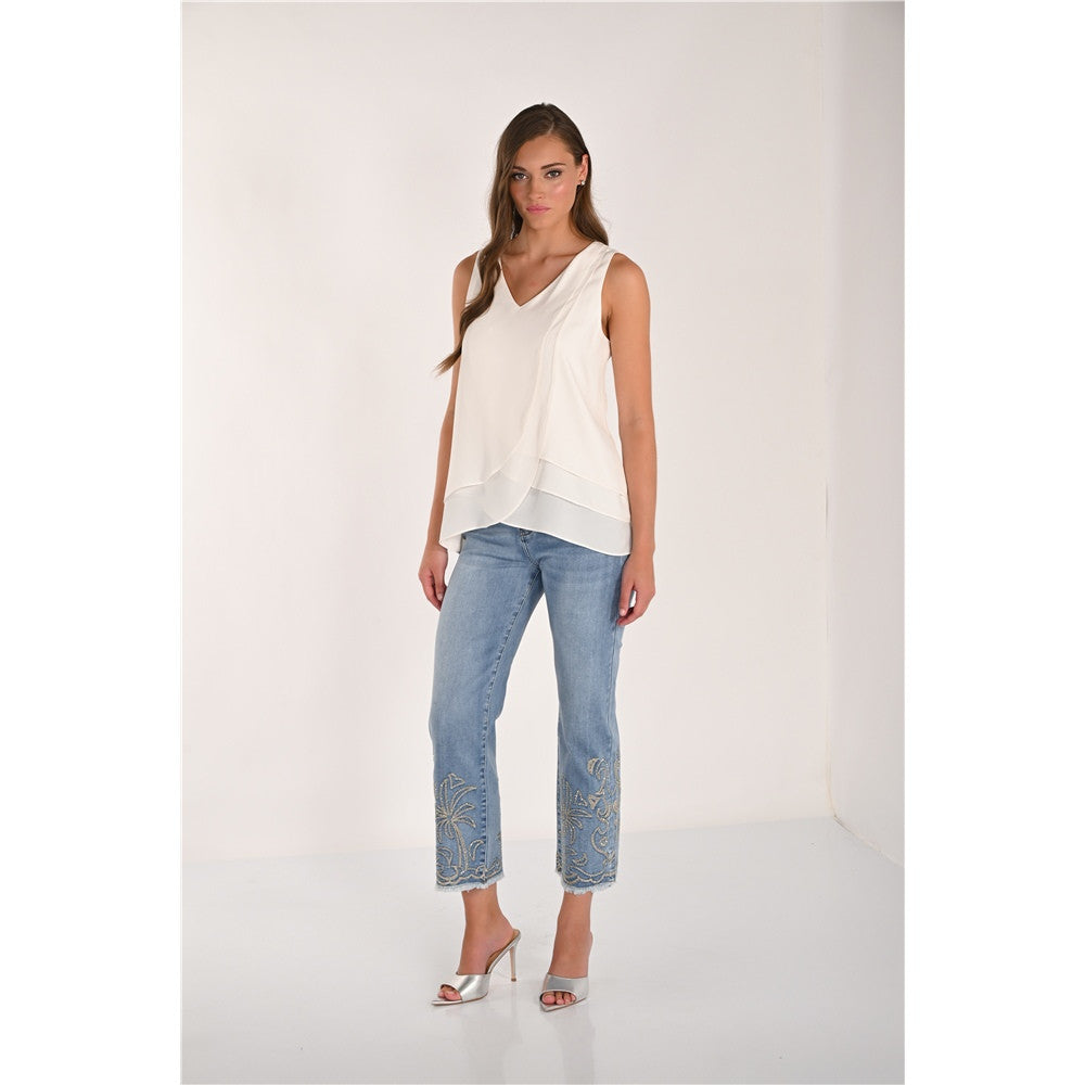 Pantalon en jean avec broderies
