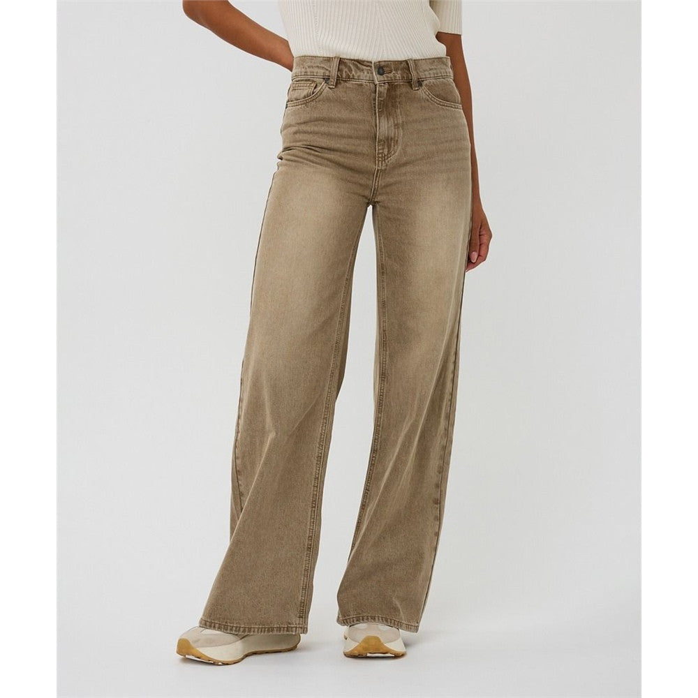 Pantalon en jean avec fermoir - Taille : 4 - Couleur : Caramel