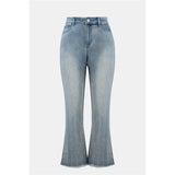 Pantalon en jean court à coupe droite avec strass