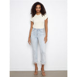 Pantalon en jean droit à ourlet effiloché