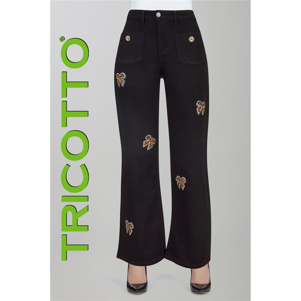 Pantalon en jean imprimé boucle animal - Taille : 6 - Couleur : Denim noir