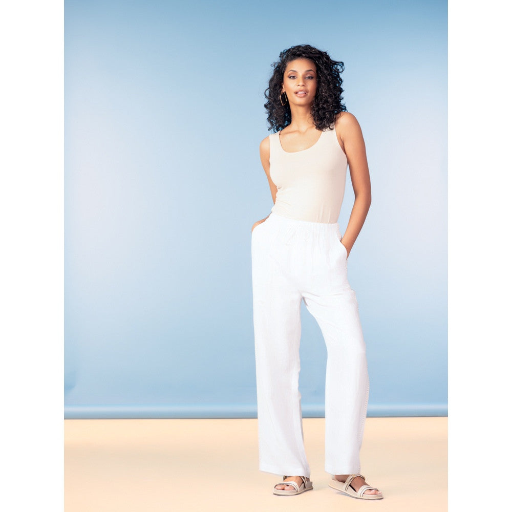 Pantalon en lin confortable - Taille : SMALL - Couleur : Blanc