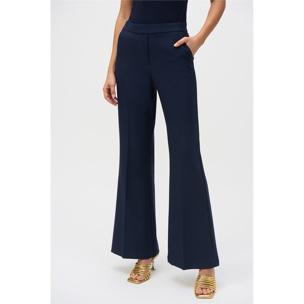 Pantalon évasé à enfiler en sergé de luxe - Taille : 8 - Couleur : Marine