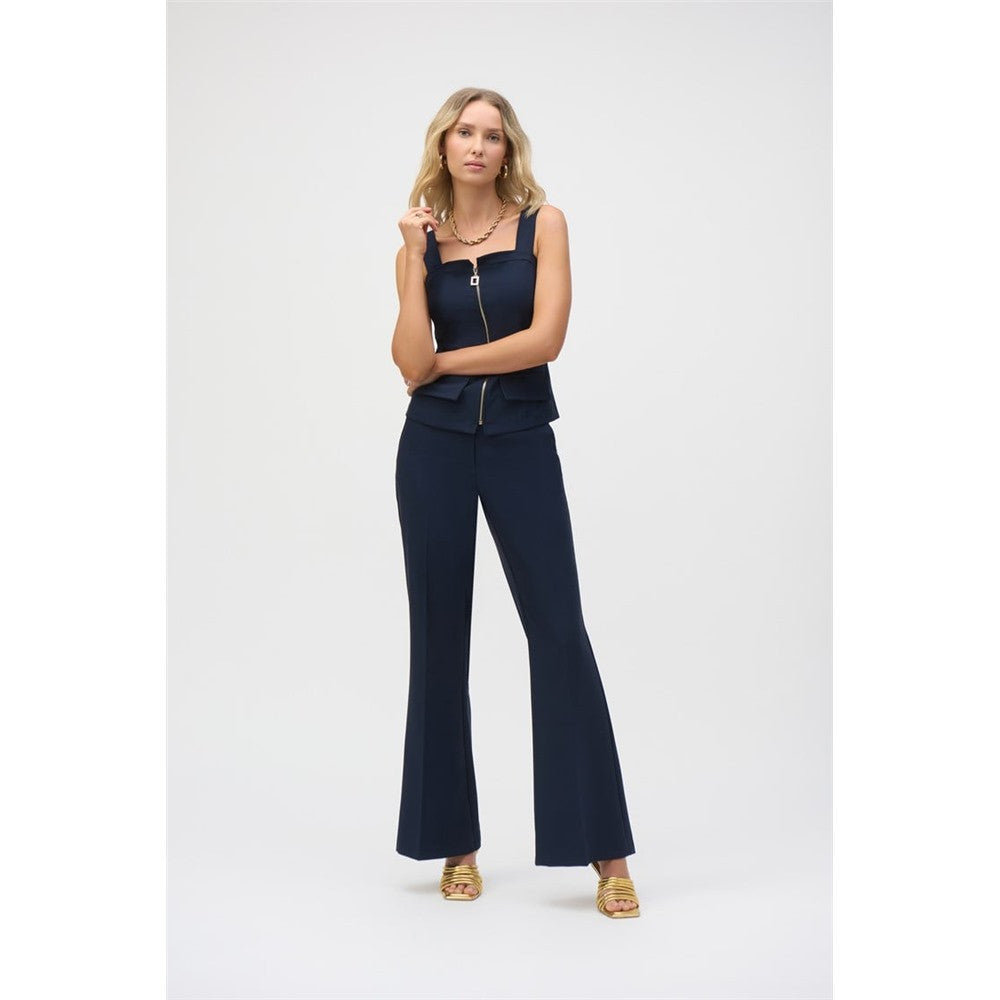 Pantalon évasé à enfiler en sergé de luxe