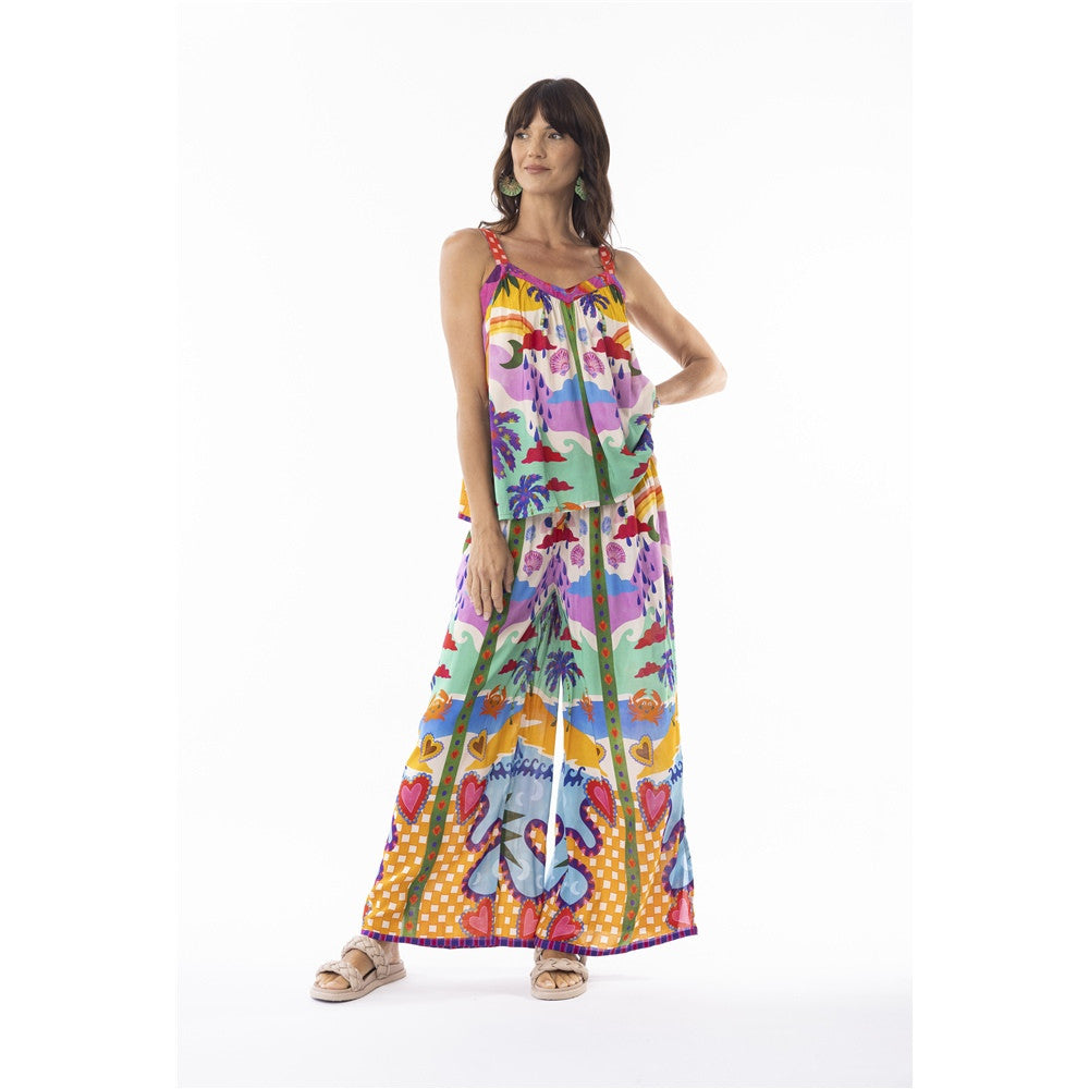 Pantalon fluide à taille élastique - Taille : XSMALL - Couleur : Multicolore