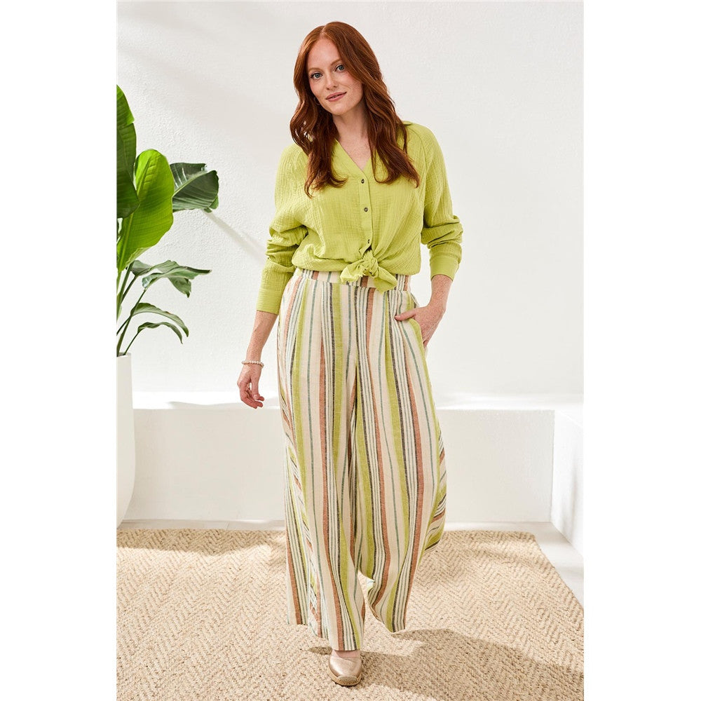 Pantalon fluide taille à enfiler rayé