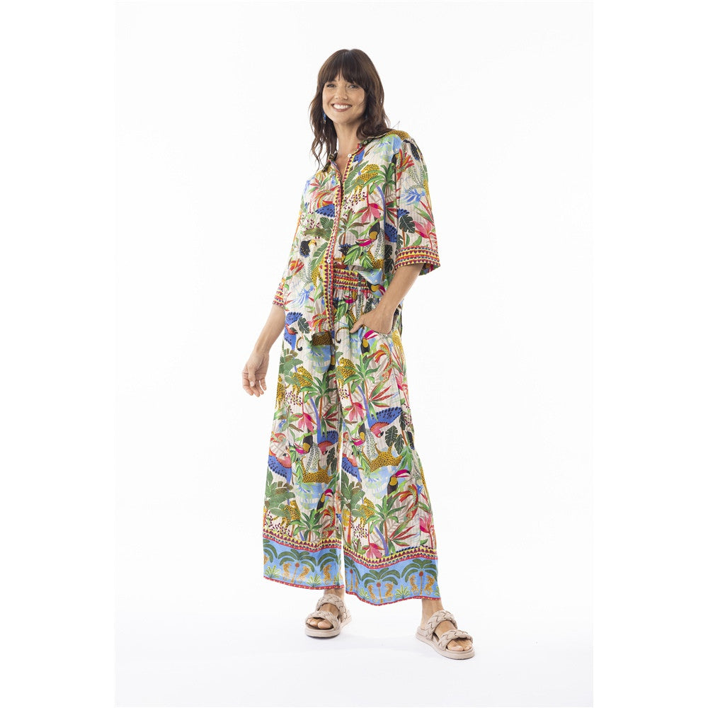 Pantalon imprimé tropical - Taille : SMALL - Couleur : Multicolore