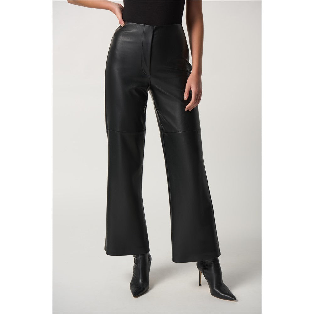 Pantalon jambe évasée faux cuir - Taille : 6 - Couleur : Noir