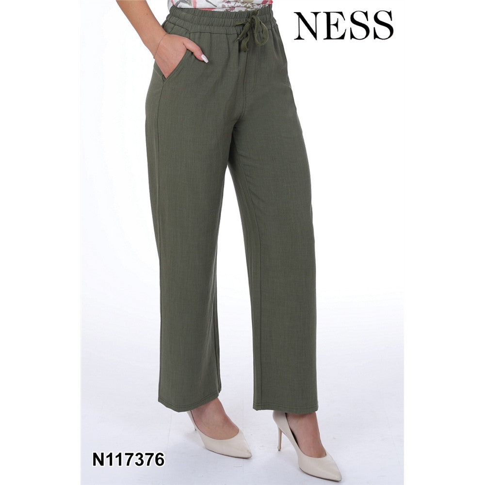 Pantalon jambe large à taille élastique - Taille : XXLARGE - Couleur : Kaki