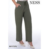 Pantalon jambe large à taille élastique - Taille : XXLARGE - Couleur : Kaki