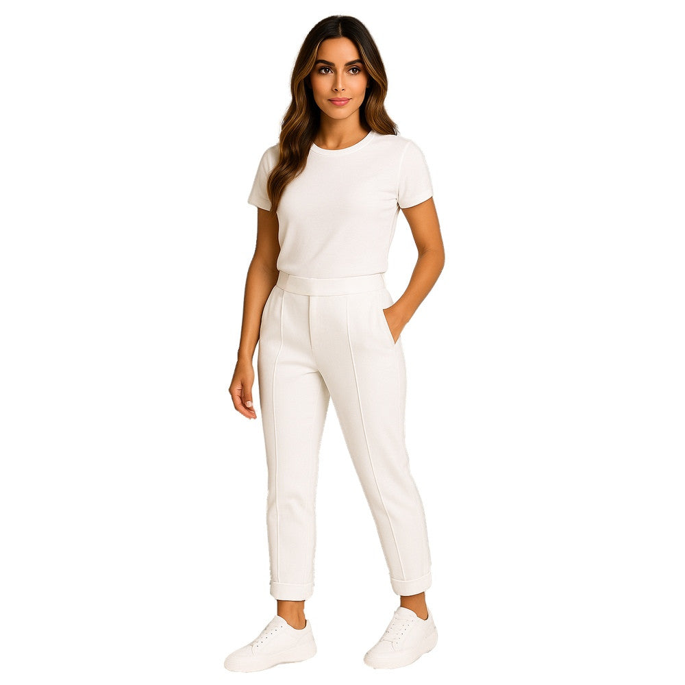 Pantalon jogger à taille élastique - Taille : XSMALL - Couleur : Blanc
