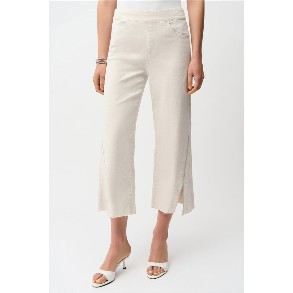 Pantalon jupe-culotte en denim avec strass - Taille : 4 - Couleur : Beige