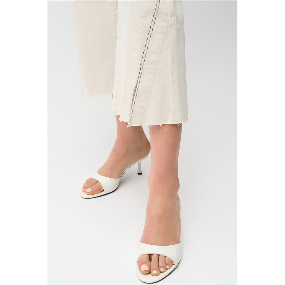 Pantalon jupe-culotte en denim avec strass