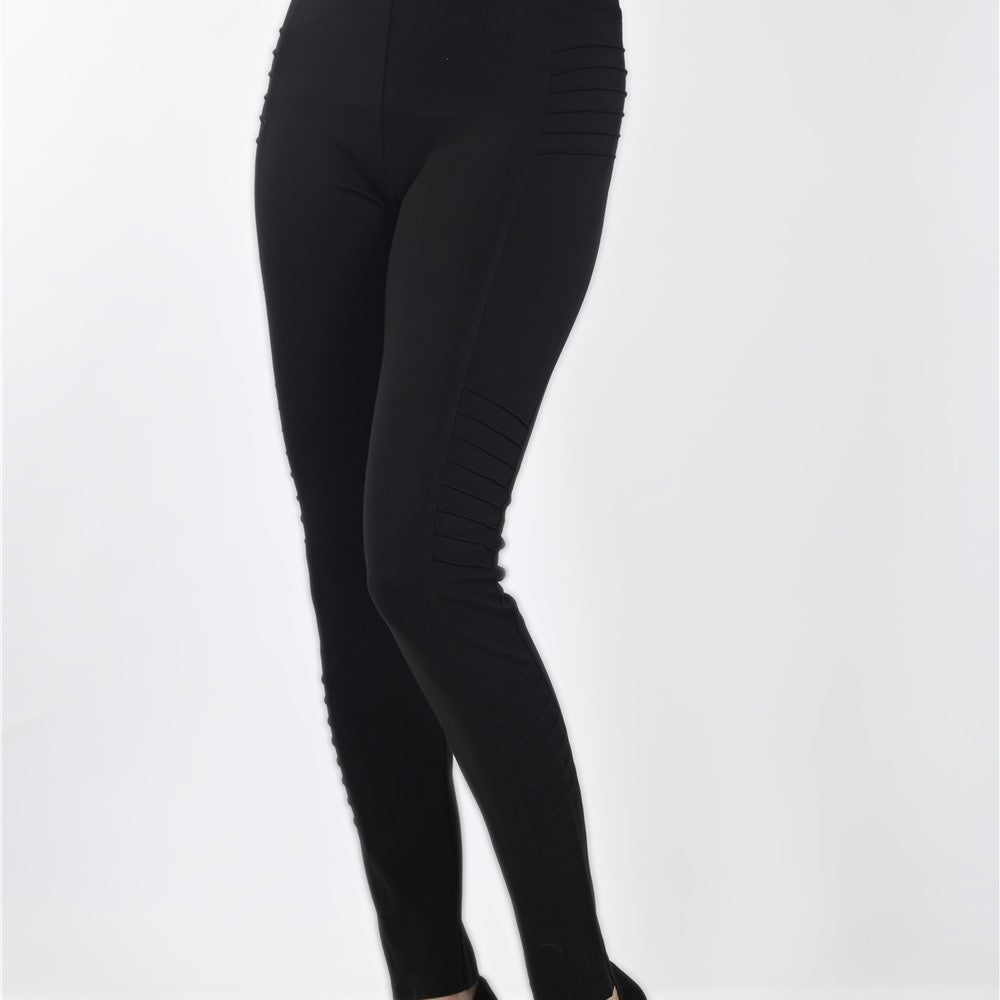 Pantalon legging ligné sur côtés - Taille : SMALL - Couleur : Noir