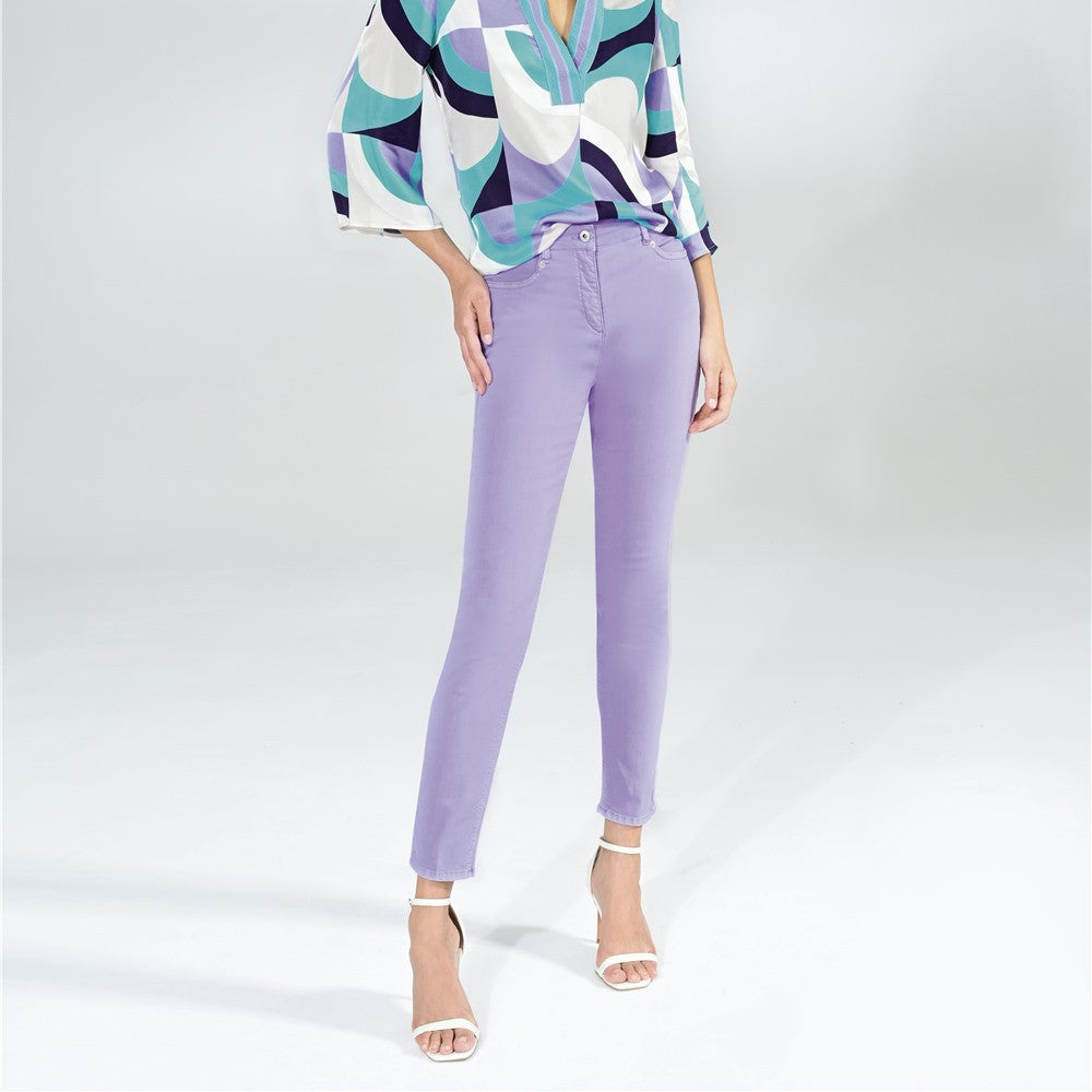 Pantalon long à boutons - Taille : 38 - Couleur : Lilas