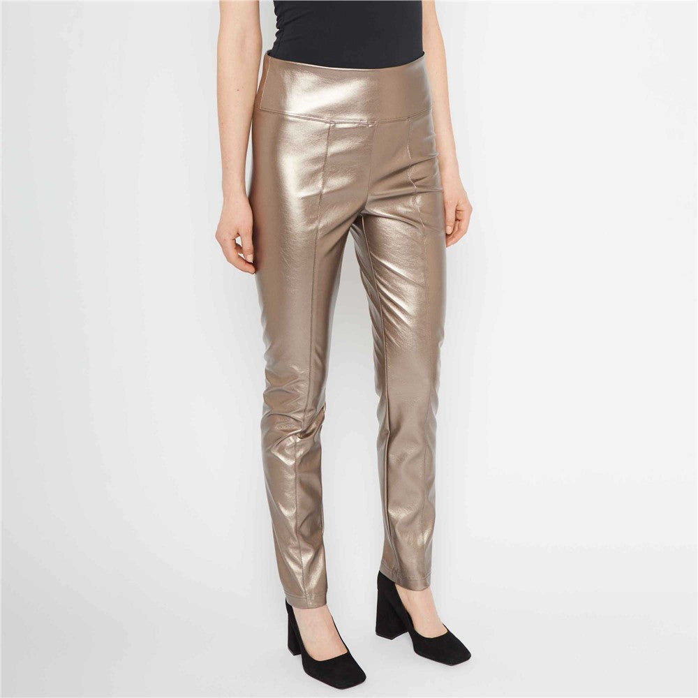 Pantalon métallisé cuir vegan - Taille : SMALL - Couleur : Or