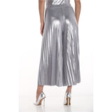 Pantalon midi plissé argenté