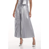 Pantalon midi plissé argenté - Taille : 10 - Couleur : Argent