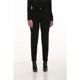Pantalon noir extensible à jambe ajustée – détails cuir végan - Taille : XLARGE - Couleur : Noir