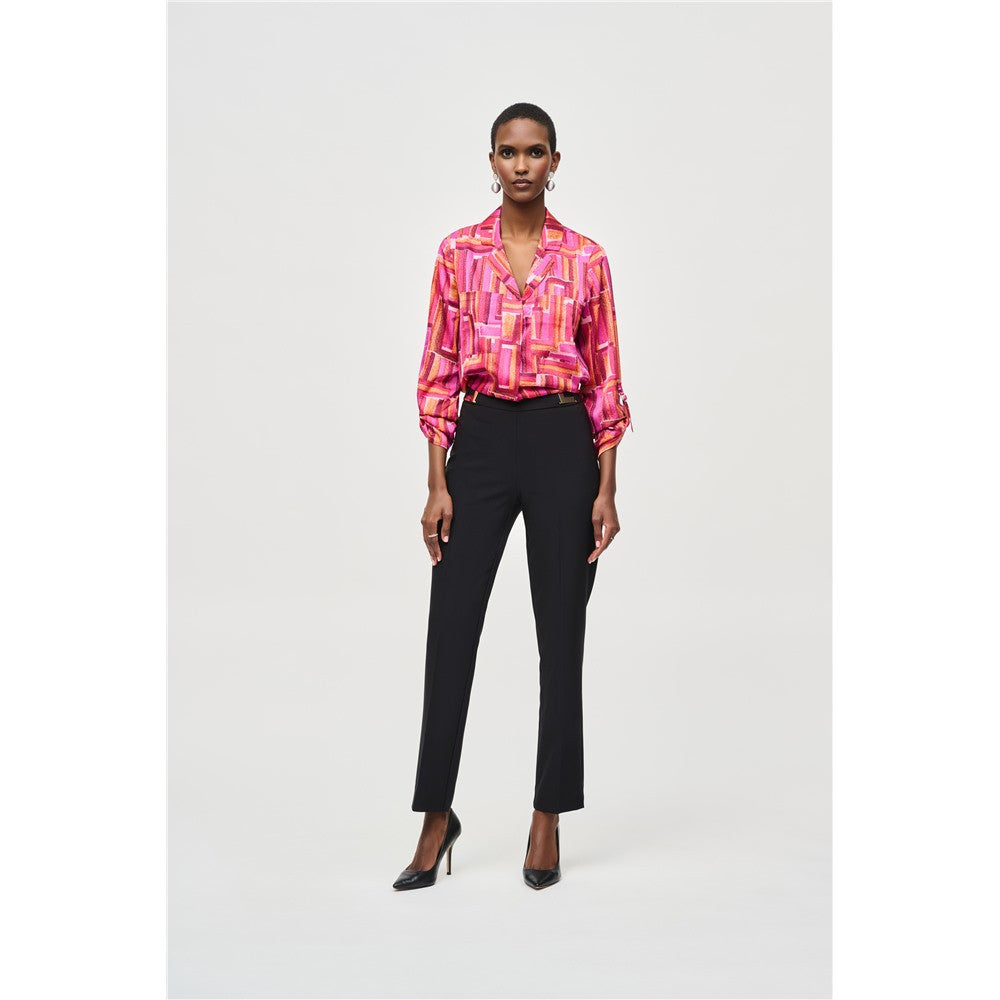 Pantalon taille élastique & ceinture - Taille : 16 - Couleur : Noir