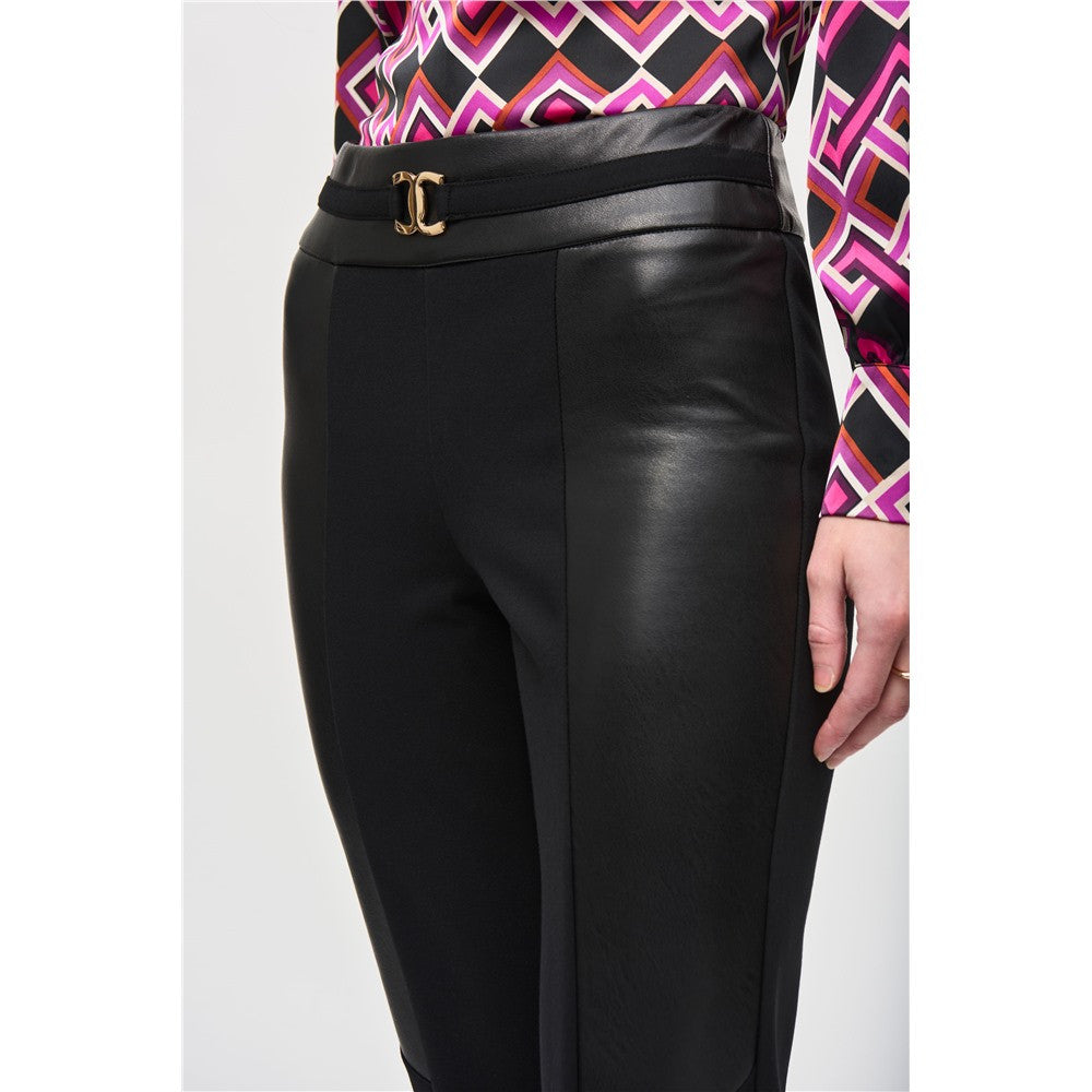 Pantalon tricot épais & cuir vegan