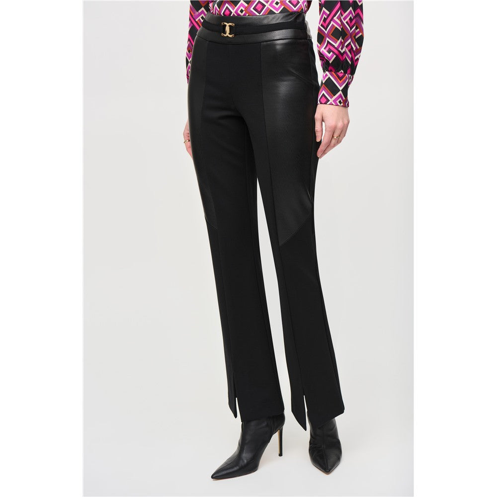 Pantalon tricot épais & cuir vegan