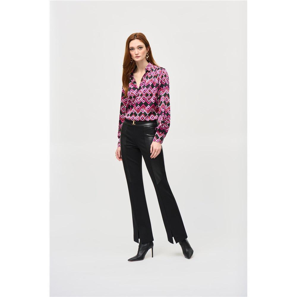 Pantalon tricot épais & cuir vegan - Taille : 6 - Couleur : Noir