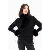 Poignets en fourrure écologique - Taille : ONE SIZE - Couleur : Noir