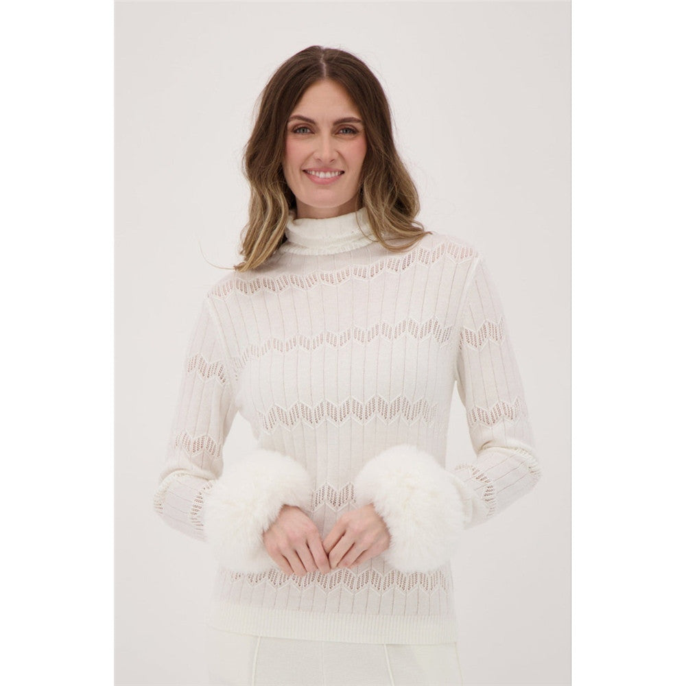 Poignets en fourrure écologique - Taille : ONE SIZE - Couleur : Ivoire