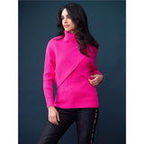 Pull col roulé côtelé - Taille : LARGE - Couleur : Fuschia