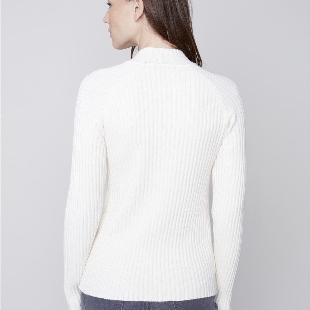 Pull côtelé avec col montant