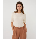 Pull en tricot fin et sequins - Taille : MEDIUM - Couleur : Écru