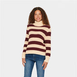 Pull rayé - Taille : LARGE - Couleur : Bourgogne