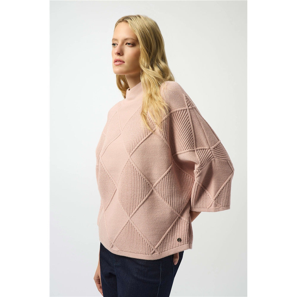 Pull texturé en tricot à col montant - Taille : XSMALL - Couleur : Rosé