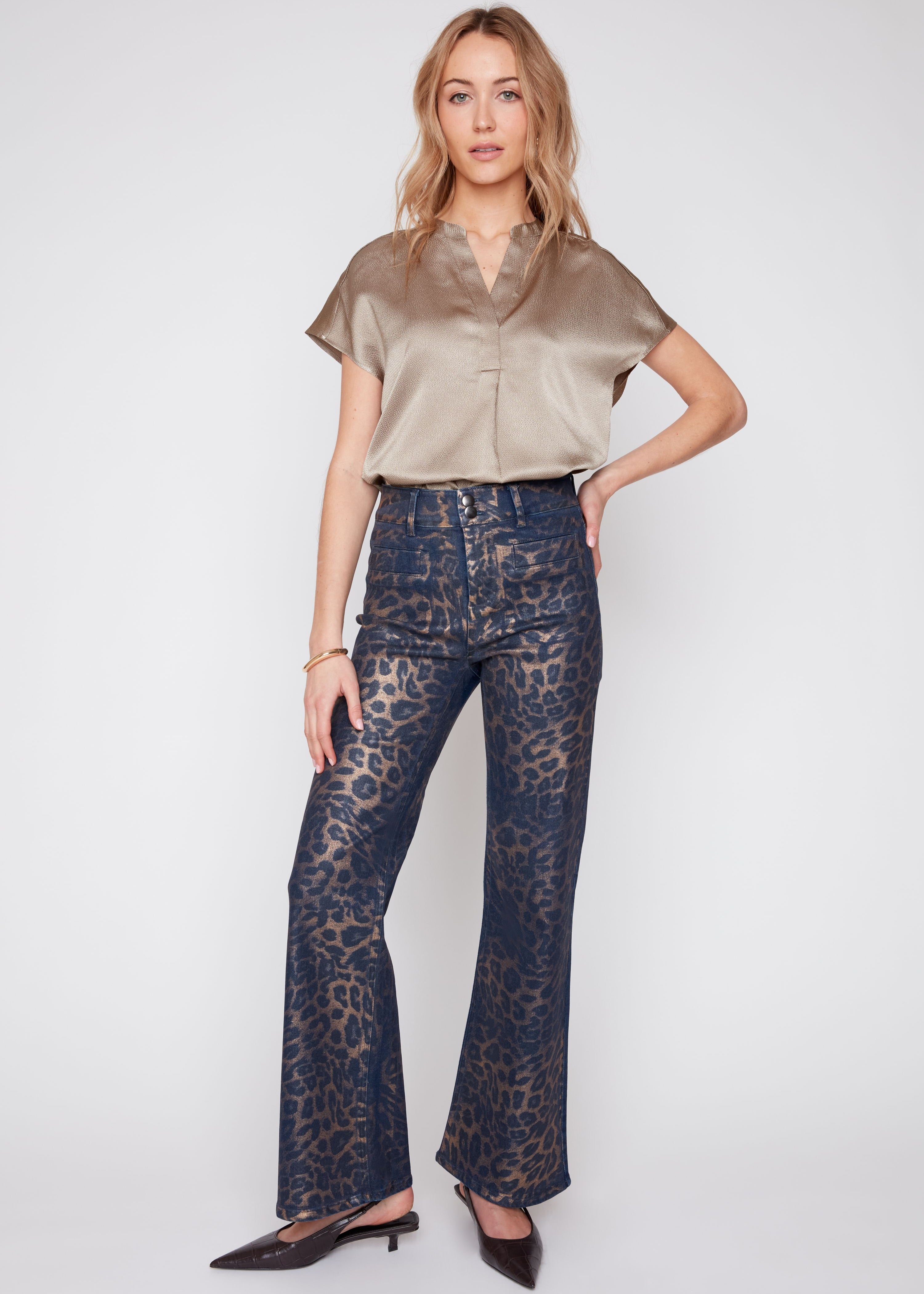 Elora | Pantalon léopard métallisé
