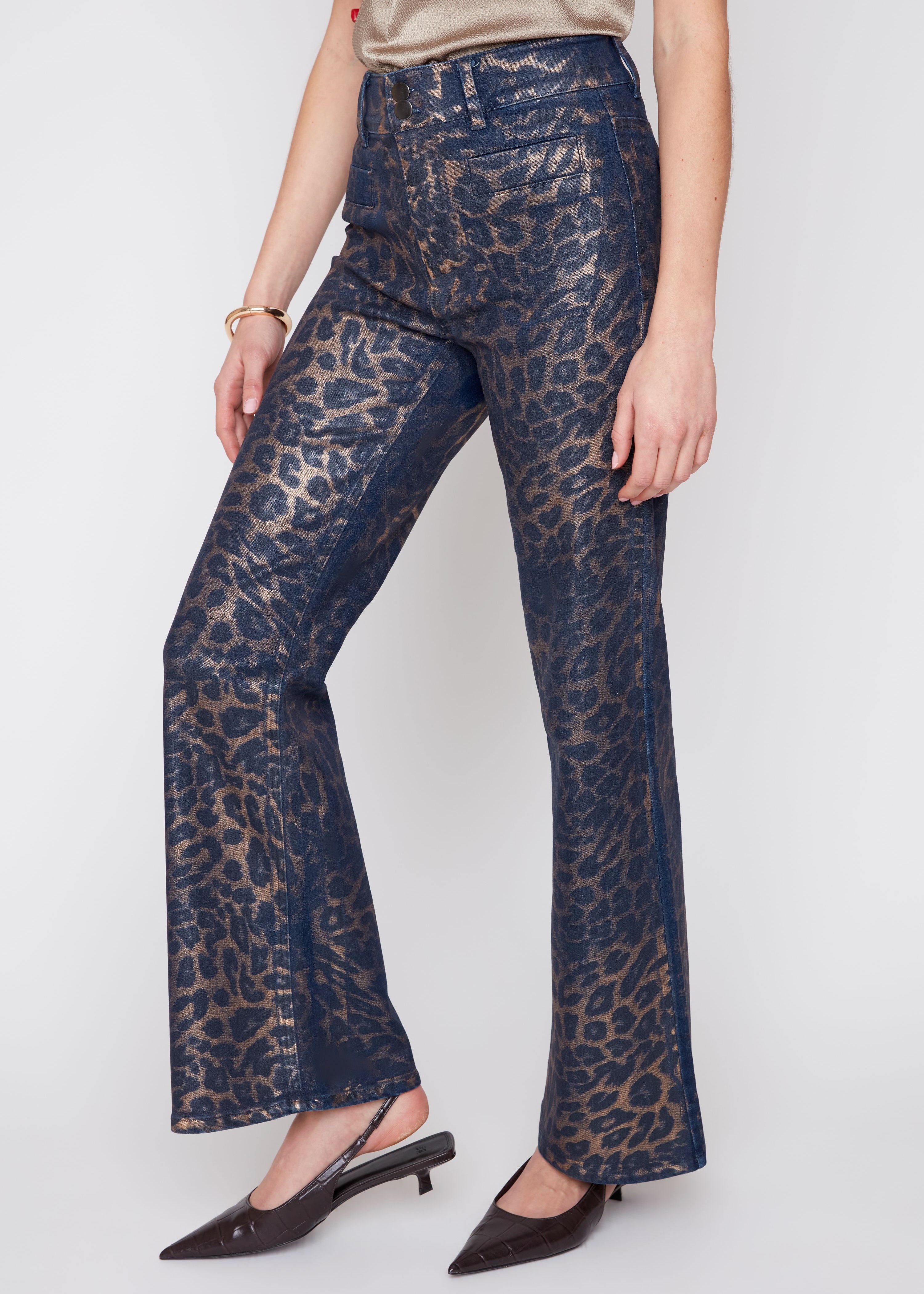 Elora | Pantalon léopard métallisé