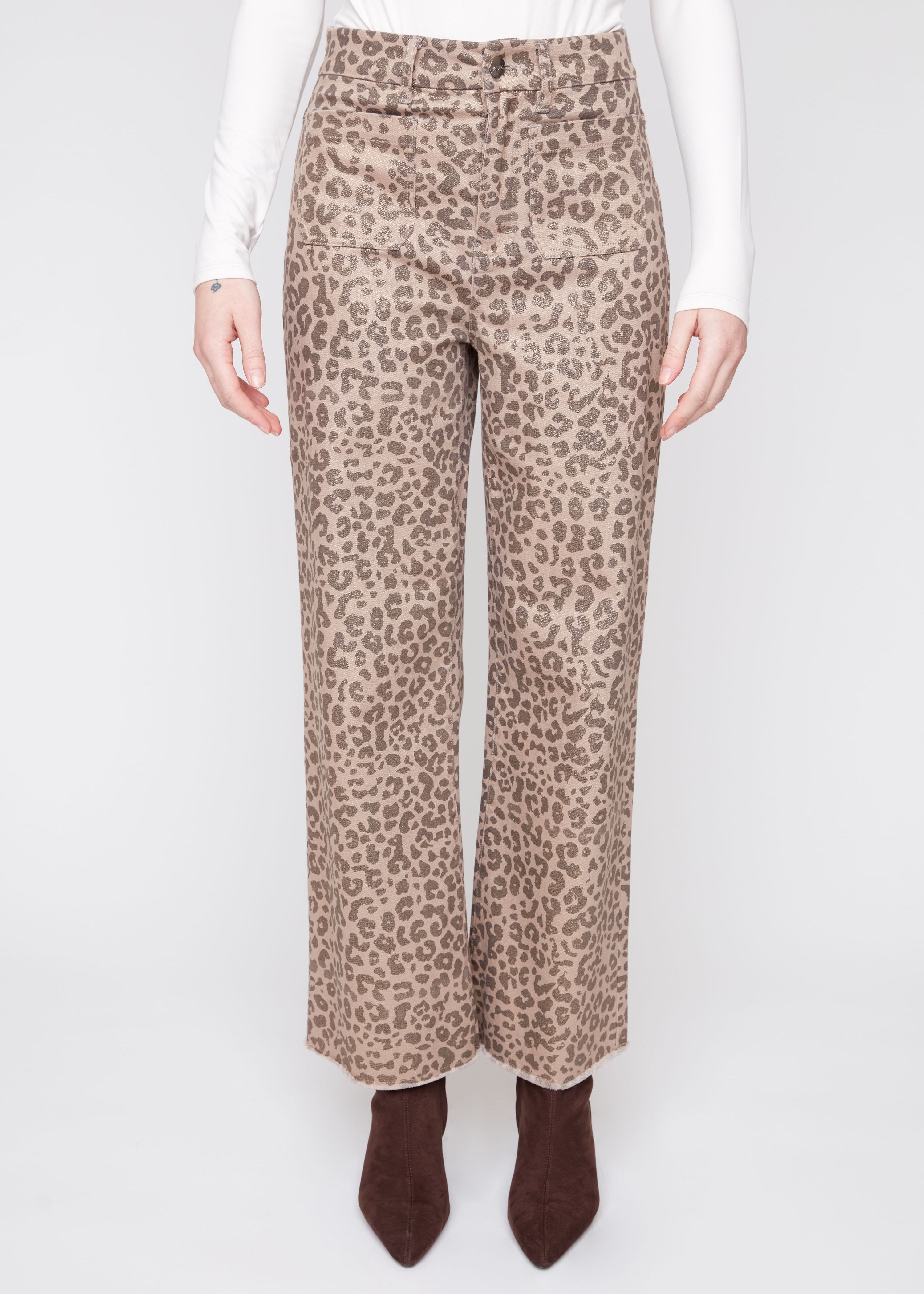 Leni | Pantalon léopard métallisé