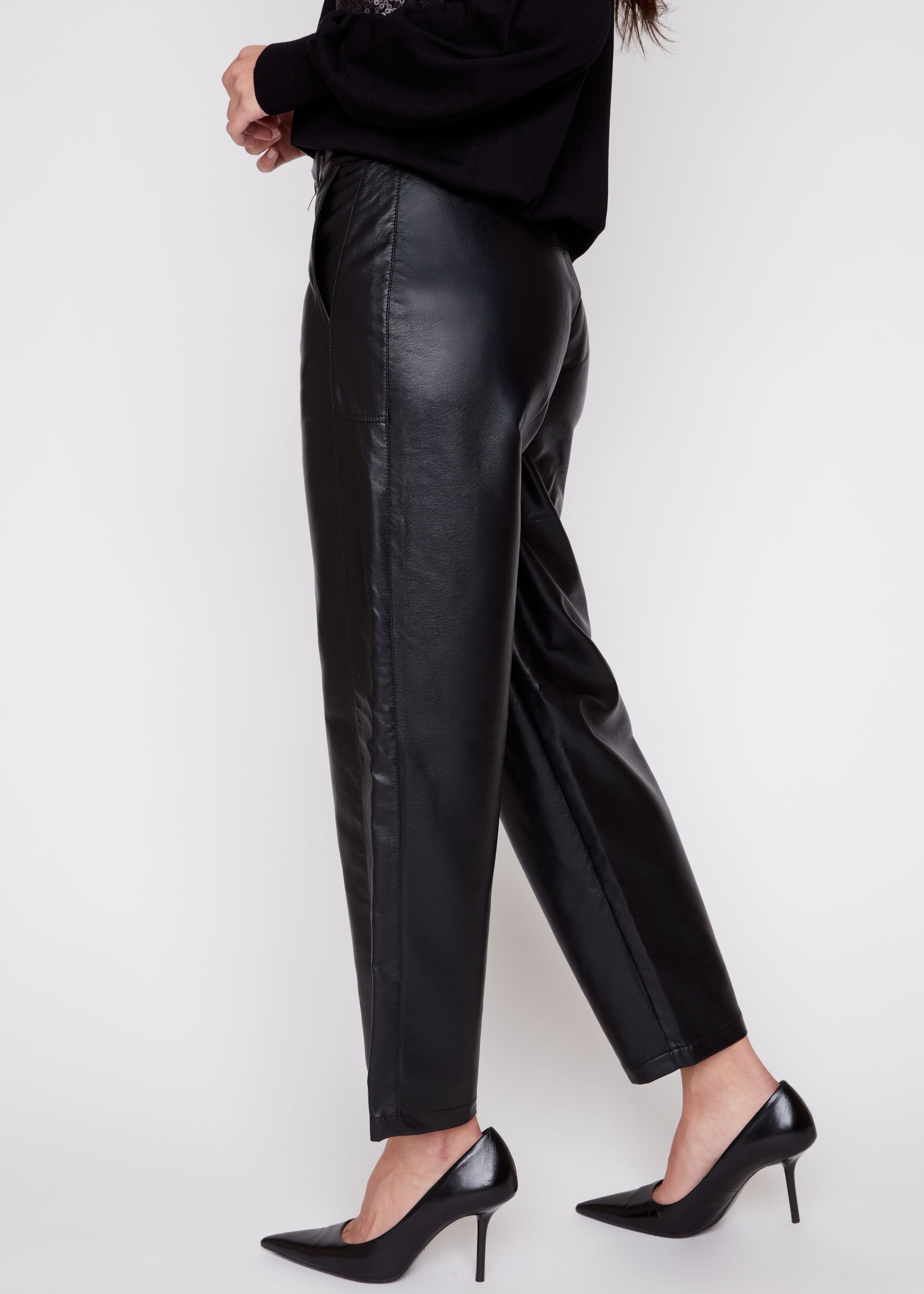 Lara | Pantalon baril en cuir vegan