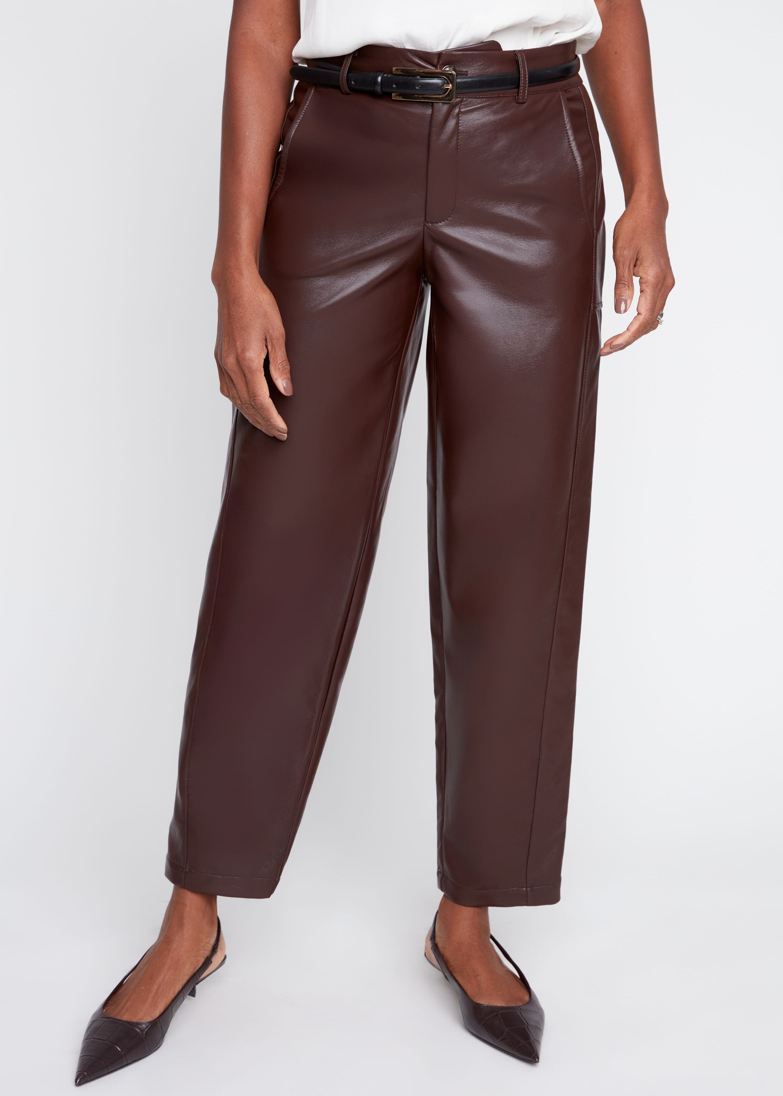 Lara | Pantalon baril en cuir vegan