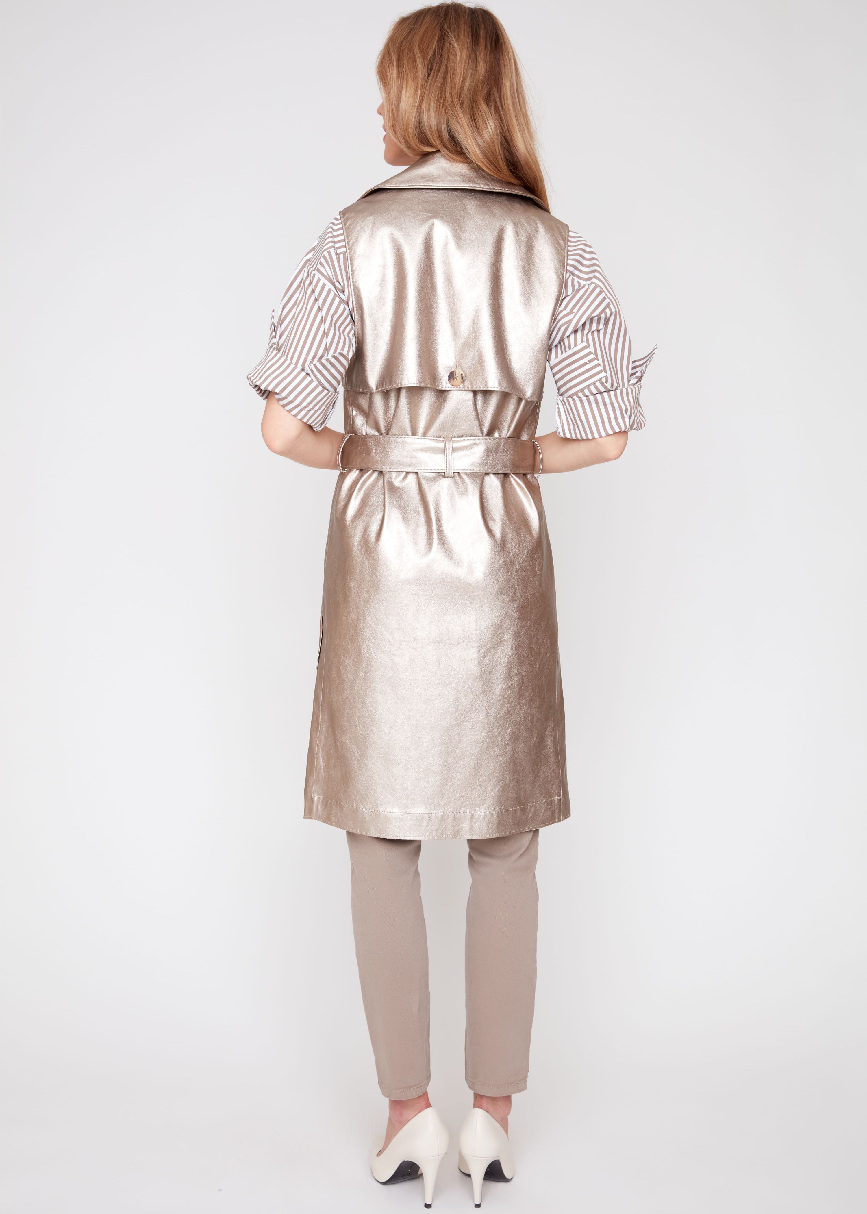Copper | Veste en cuir vegan métallisé