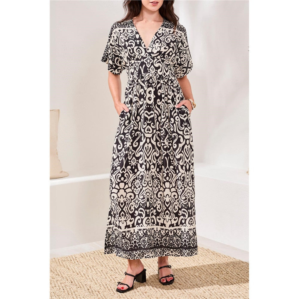 Robe à manches courtes avec bordure imprimée