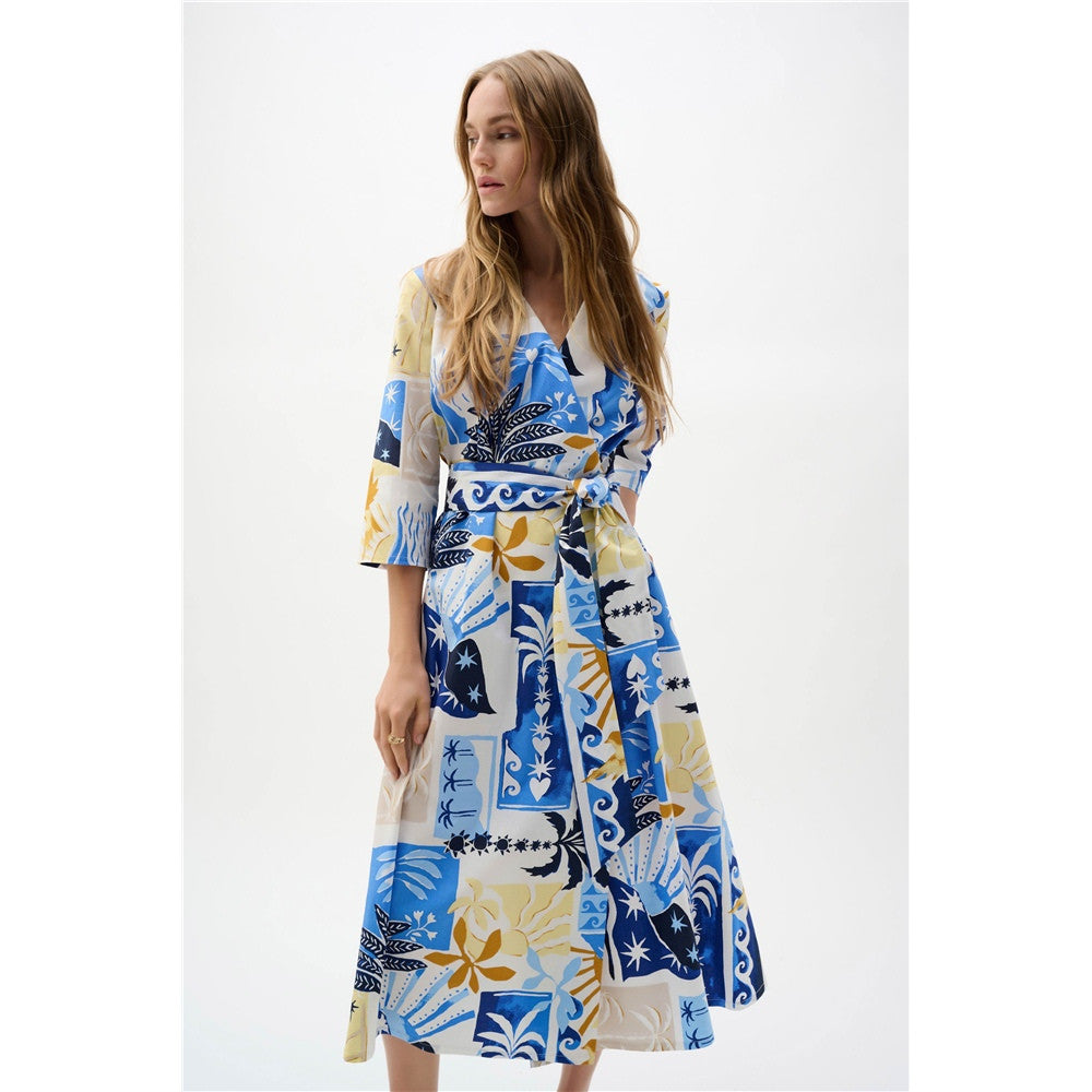 Robe cache-cœur à imprimé tropical, ligne A