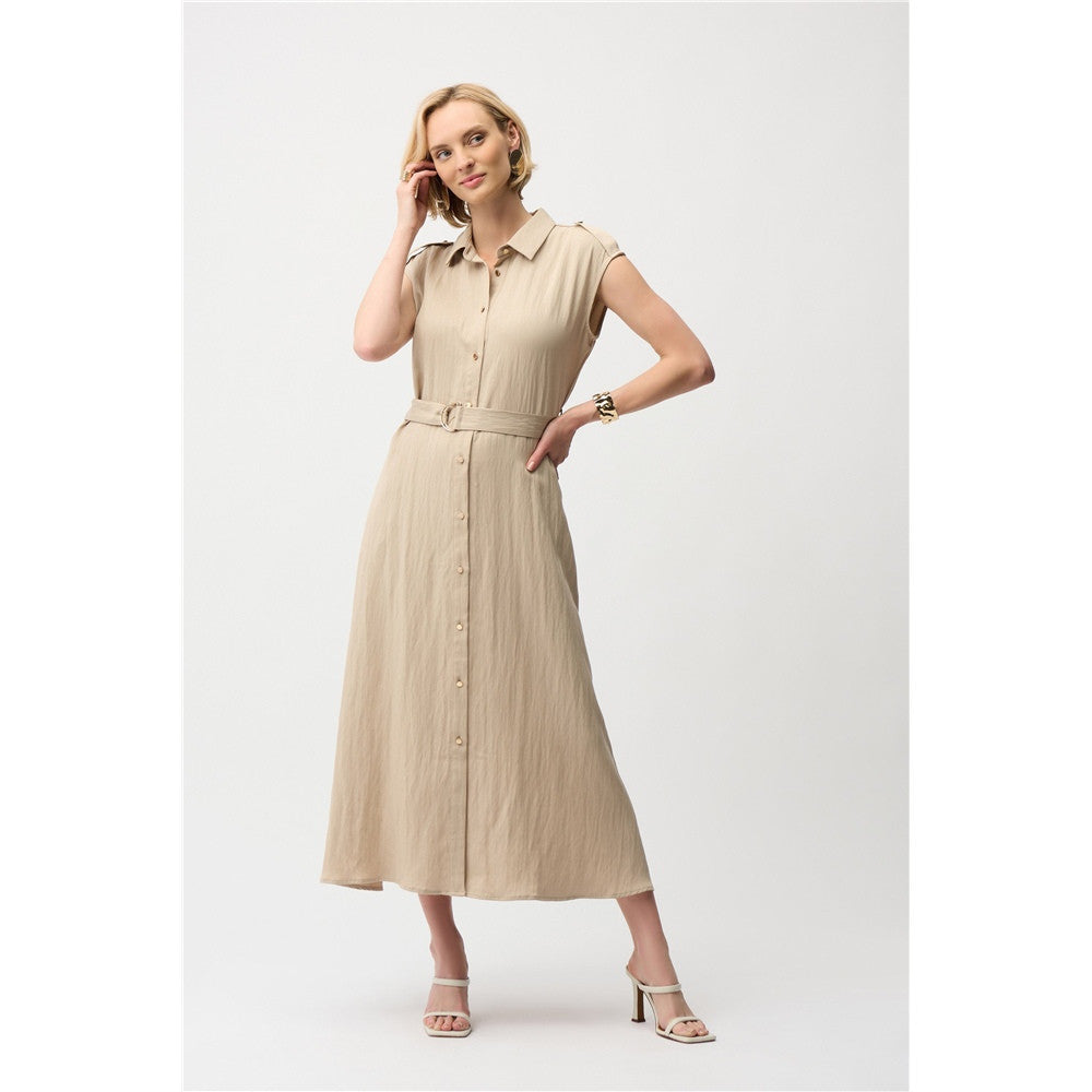 Robe chemisier en tissu texturé avec ceinture