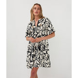 Robe courte imprimée à détails brodés - Taille : SMALL - Couleur : Noir