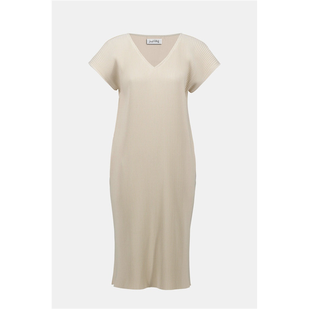 Robe droite en scuba crêpe plissé avec poches