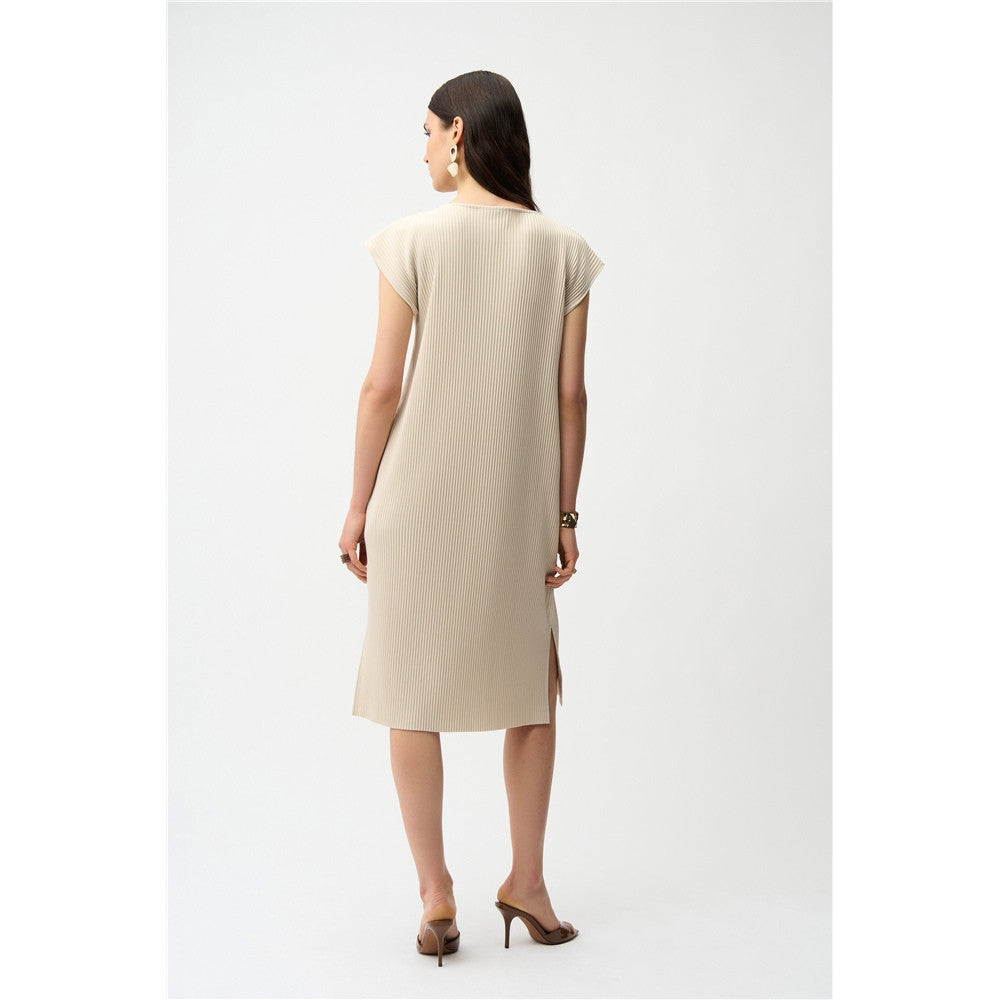 Robe droite en scuba crêpe plissé avec poches