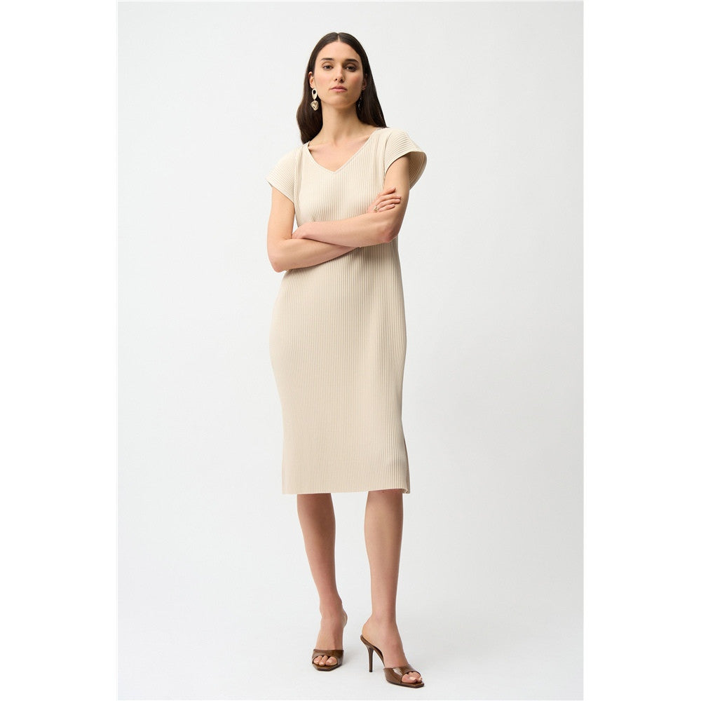 Robe droite en scuba crêpe plissé avec poches