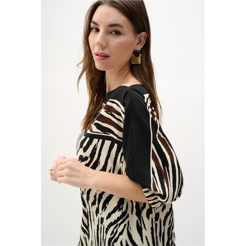 Robe droite en tissu recyclé à imprimé animal