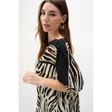 Robe droite en tissu recyclé à imprimé animal