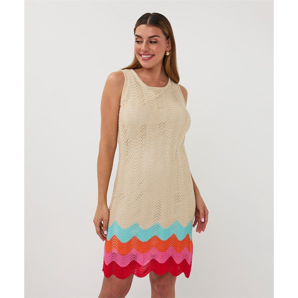 Robe en tricot ajouré - Taille : MEDIUM - Couleur : Multi